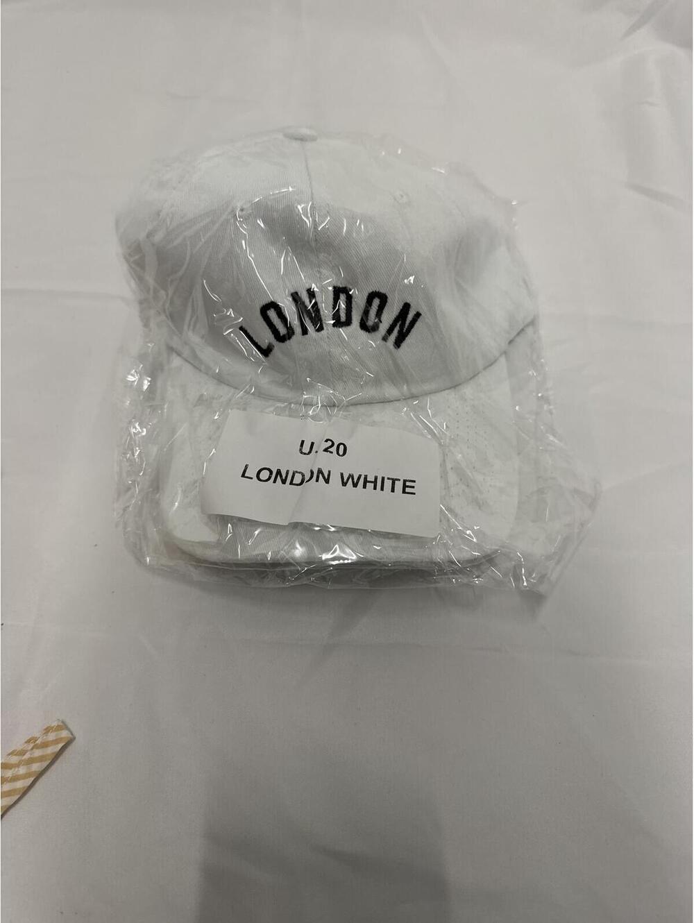 White Baseball Cap with 'LONDON' Embroidery